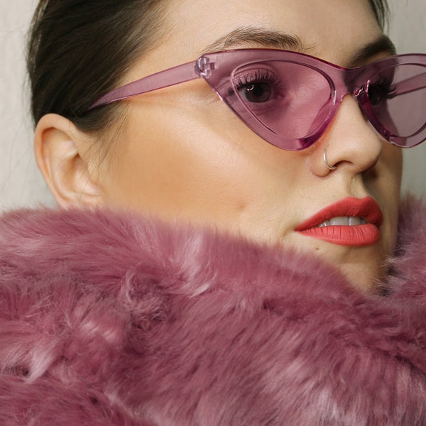 50s cat eye sunglasses lilac tinted lenses - ALICE