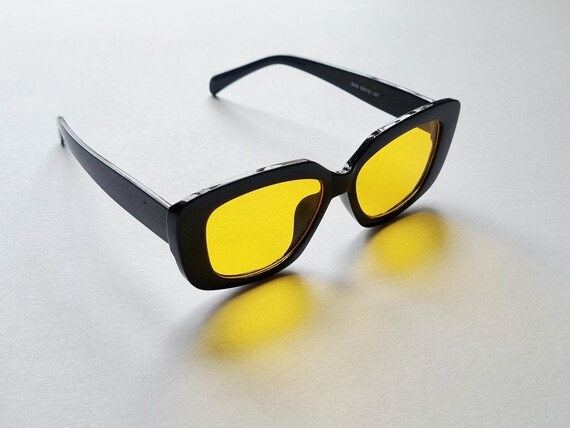 90's style chunky rectangular black sunglasses wi… - image 5