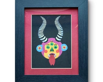 Mysterious Spectre 'Nashahn' original framed ugly cute guardian acrylic painting