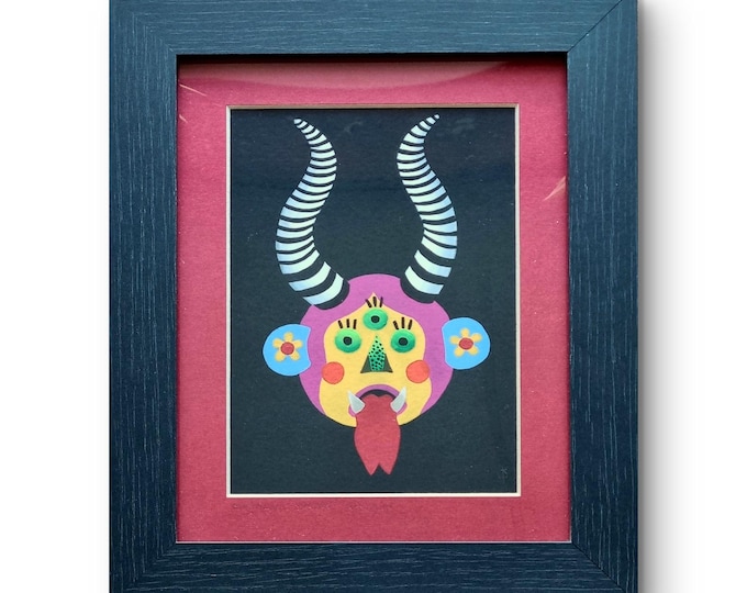 Mysterious Spectre 'Nashahn' original framed ugly cute guardian acrylic painting