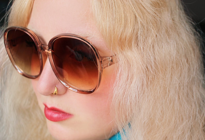 Oversized 70s sunglasses 80's retro beige brown tinted ombre lenses DENISE image 3