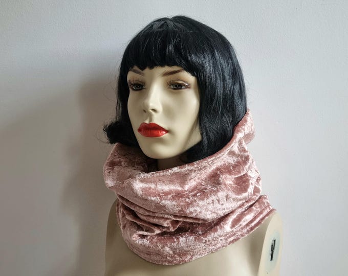 Hollywood velvet snood infinity scarf Rose Gold