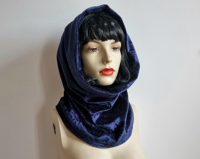 Hollywood velvet snood infinity scarf Navy blue