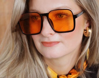 Retro orange & black tinted square sunglasses FELIX