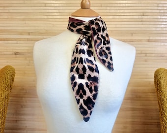 Leopard print necktie handmade velvet double sided neck scarf