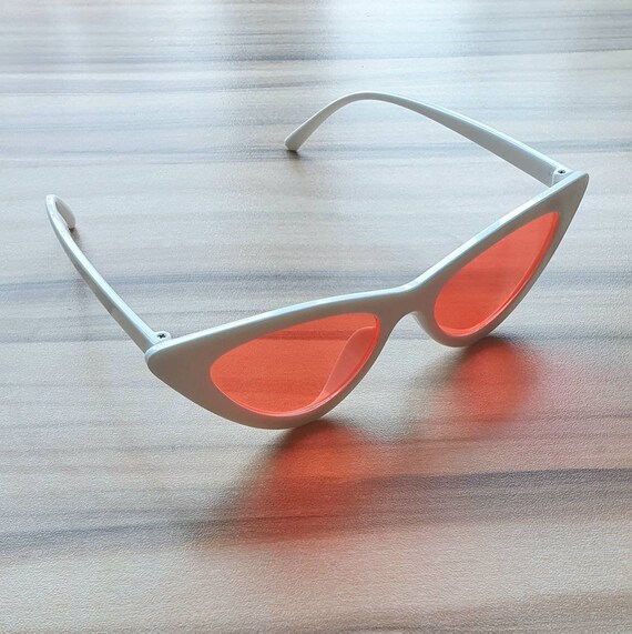 Thelma 50's 90's Retro white neon orange red tint… - image 4