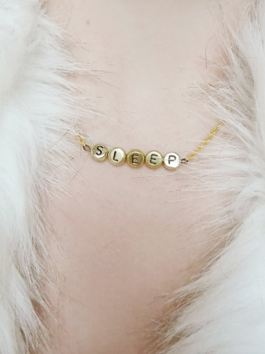 Gold SLEEP chain necklace 90's gift idea have one Etsy