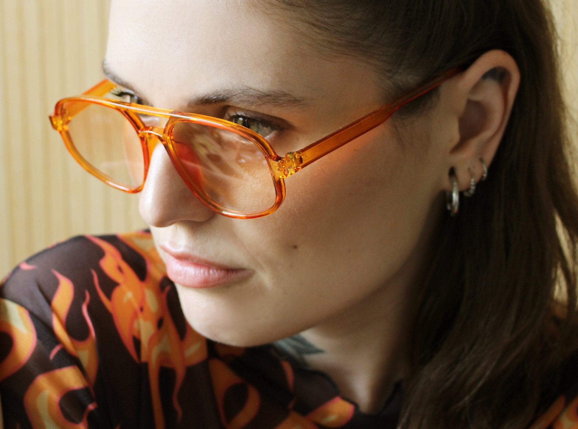 Orange tinted aviator glasses retro 70s 80s sunglasses JOEY