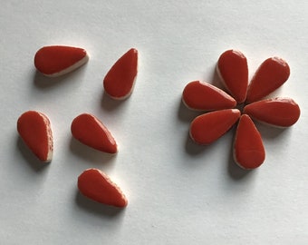 100 TINY Pcs Glazed Ceramic Teardrop Flower Petal Shaped Mosaic Tiles 15mmx8mm Pieces Mosaic Making Supplies Mosaic Tiles