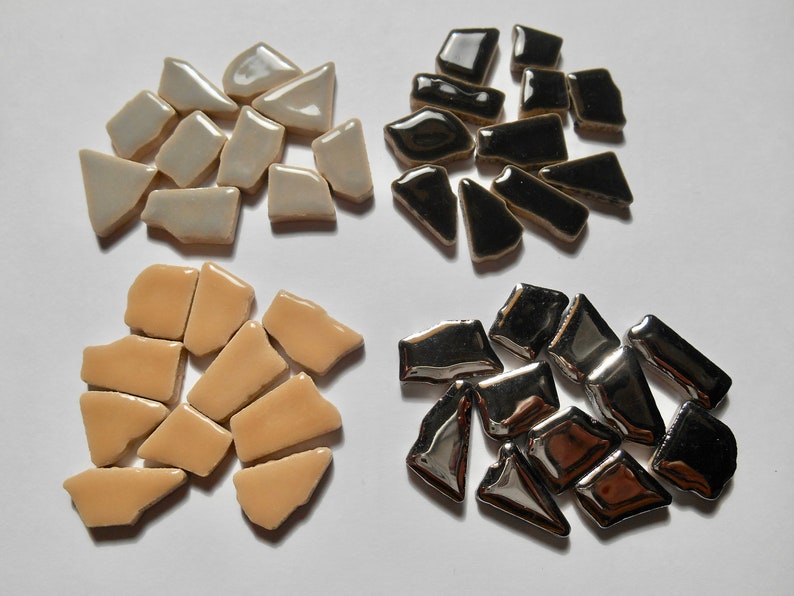 100 Pcs Glazed Ceramic Jigsaw Puzzle Irregular Shaped Mosaic Tiles Pieces Mosaic Making Supplies Mosaic Tiles image 7