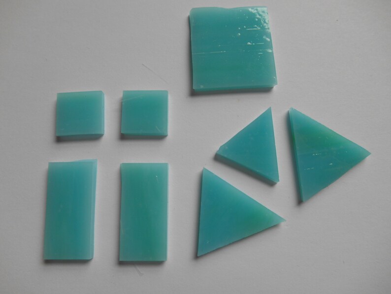 Rectangle Triangles Craft Pieces Mosaic Supplies Green Tile Blue Tile Turquoise Tile Teal Mix Opaque Mosaic Glass Tiles Squares