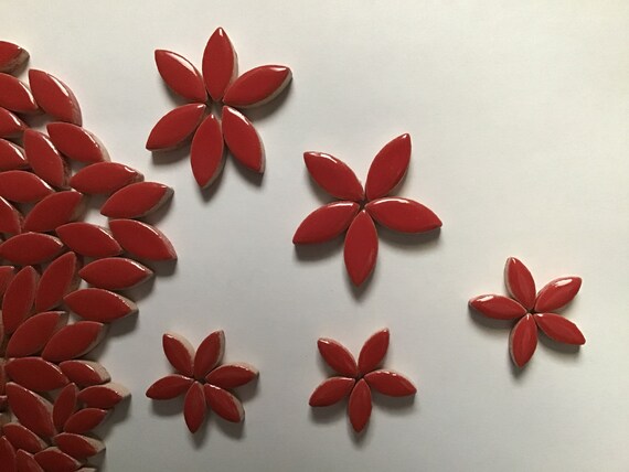 Large Ceramic Petals for mosaics Poppy Red 