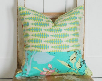 Teal Accent Pillows, Cottage Chic Pillows, Decorative Pillows, Boho Pillows, Bohemian Pillows, Urban Pillows, Teal Floral Pillows
