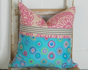 Boho Pillow Cover, Farmhouse Pillows, Pink Shabby Chic Pillows, Throw Pillows, Cottage Chic Decorative Pillows