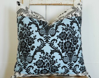 Cottage Chic Pillow, Boho Pillow, Farmhouse Pillows, Blue Pillows, Shabby Chic Pillows, Bohemian Pillows, Ticking Pillows, Black and White