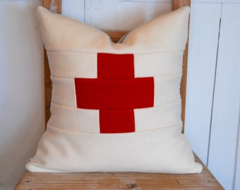 Swiss Cross,Modern Farmhouse Pillows, Cabin Wool Pillow, Rustic Cabin Pillow, Pendleton Oregon Eclectic Decorative Pillow Cover,Cross Pillow