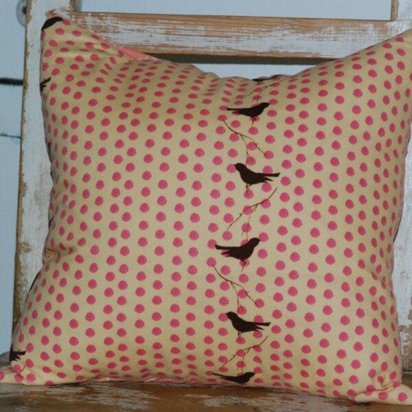 Shabby Chic Pillow Cover, Cottage Chic Decorative Pillow Cover 14 x 14 Pink