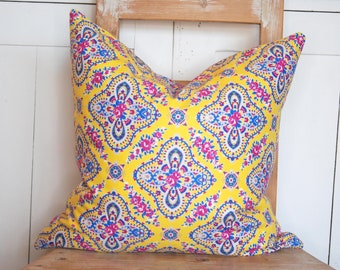 Yellow Cottage Chic Pillow Cover, Boho Home Decor Pillow, Colorful Throw Pillows, Boho Chic Decorative Pillows, Cottage Pillows, Sofa Pillow