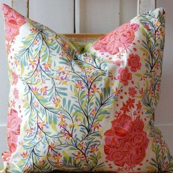 Cottage Chic Pillow Cover  18x18 Reversible