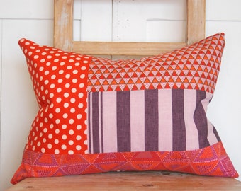 Boho Throw Pillow, Colorful Pillow Cover, Modern Farmhouse Pillows, Country Cottage Pillows, Color Block Throw Pillow, Ticking Stripe Pillow