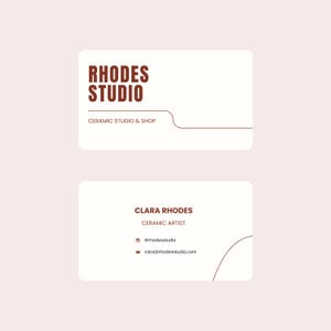 Modelo de Cartão de Visita Editável para Ceramista | Cartão de Visita Moderno e Minimalista para Artesão | Modelo Canva para Lojas de Artesanato