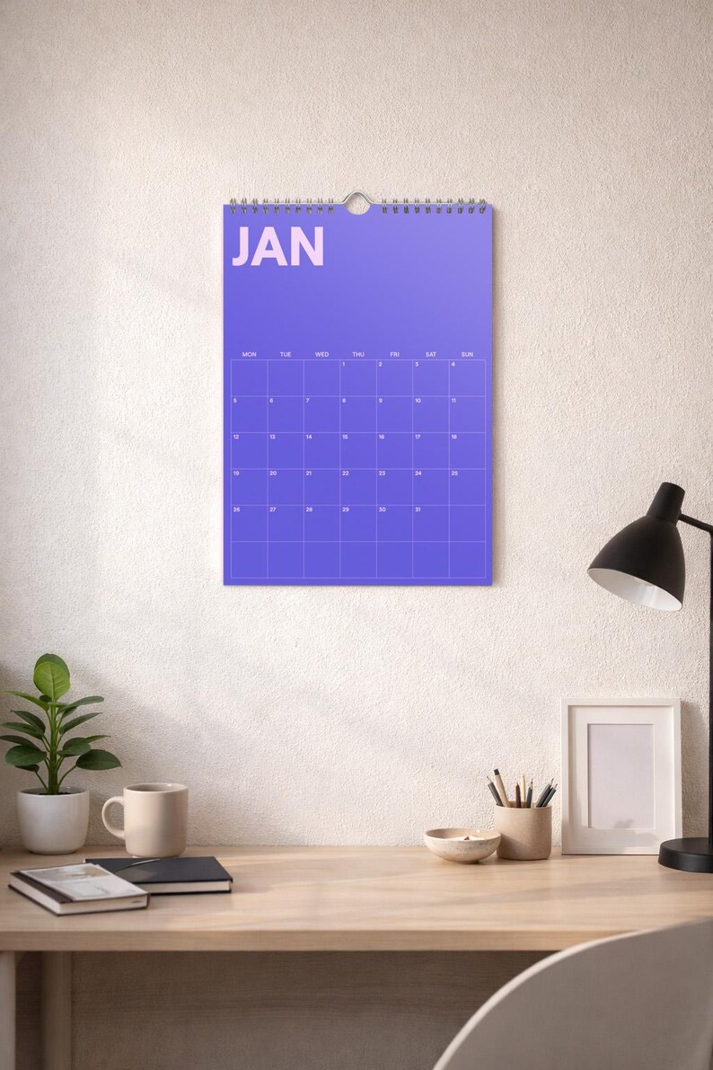 2026 Wall Calendar, A4 Pastel Colorblock Monthly Planner, Wire Bound - Etsy