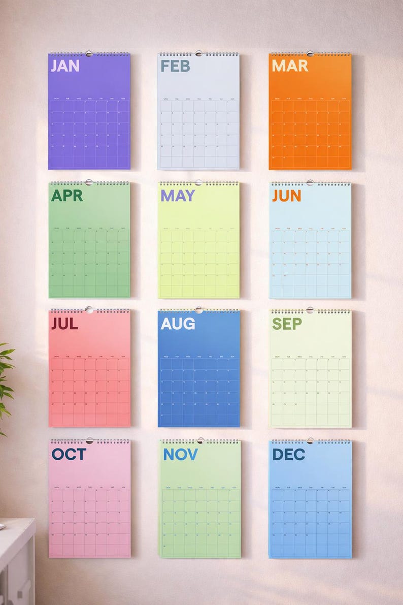 2026 Wall Calendar, A4 Pastel Colorblock Monthly Planner, Wire Bound - Etsy