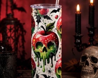 Poison apple 20oz Skinny Spooky Tumbler - Evil witch water bottle