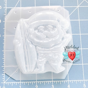 Natal em julho Surfin&#39; Santa Molde de plástico feito à mão Molde BathBomb | Molde de plástico | Molde de sabão | Molde de chocolate | Molde de vela