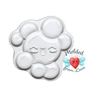 May include: White silicone mold shaped like a cloud with a smiling face and multiple bubbles. The mold is labeled "Molded from Love" with a heart and wings.
