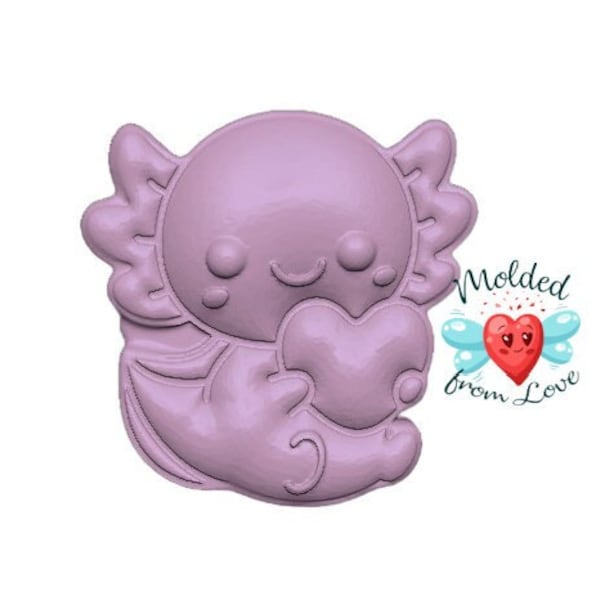 Kawaii Love Axolotl Soap Or Bath Bomb Handmade Plastic Mold/chocolate mold/wax mold/plaster mold/ clay mold