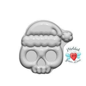 Molde de plástico Kawaii Chibi con forma de gorro de Papá Noel con calavera - Jabón, bomba de baño, chocolate