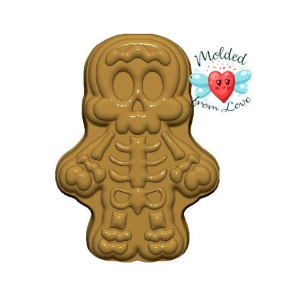 Creepy Christmas Series Skeleton Gingerbread Man Soap Or Bath Bomb Handmade Plastic Resin Mold