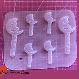 Pallet of 6 bitten pumpkin Lollypops  Handmade Flexible Plastic Resin Mold