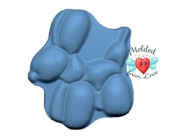 Op de afbeelding: Blauwe siliconen mal in de vorm van een ballondierhond. De mal is ontworpen voor het maken van knutselwerk en decoraties.