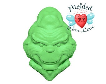 I Must Stop Christmas From Coming Green Mean Guy Soap Or Bath Bomb/Chocolate/Wax/Clay/Plaster Handmade Plastic Mold