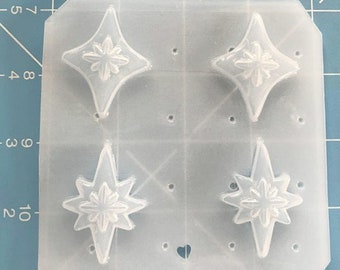 NEW! 4 Mid Century Double Atomic Star and Diamonds shapes handmade Plastic Mold