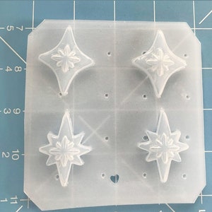 NEW! 4 Mid Century Double Atomic Star and Diamonds shapes handmade Plastic Mold
