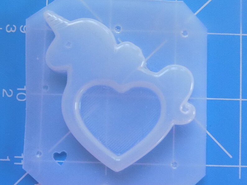 Open Heart Kawaii Unicorn Bezel Flexible Plastic Handmade Resin Mold