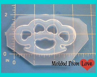 Knuckles Mold with Heart Holes, Plastic Resin Clay Mold