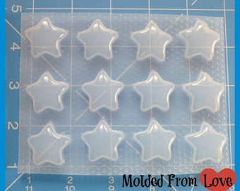 Sheet of 12 Kawaii Stars Handmade Plastic Mold