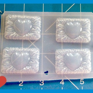 4 Retro Bakelite Carved rectangle with hearts Shapes Handmade Mold/UV Resin Mold/Clay mold/Resin Mold/Plaster Mold/Jewelry Mold/Brooch Mold