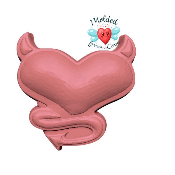 Devil Bad Girl Heart Handmade Plastic Mold, Soap mold, Bathbomb mold, Bath bomb mold, Chocolate mold, Clay mold, Plaster Mold, bathbomb