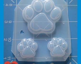Large Paw and 2 smaller Paws Handmade Flexible Plastic Resin Mold