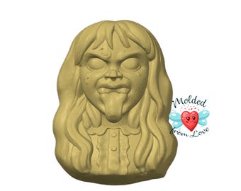 Creepy Possessed Girl Regan Handmade Plastic mold, soap mold, bathbomb, bathbomb mold, chocolate mold, plaster mold, wax mold, Resin Mold
