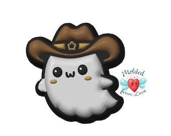 Kawaii Ghost Cowboy Handmade Plastic Mold BathBomb Mold | Plastic Mold | Soap Mold | Chocolate  Mold | Candle Mold
