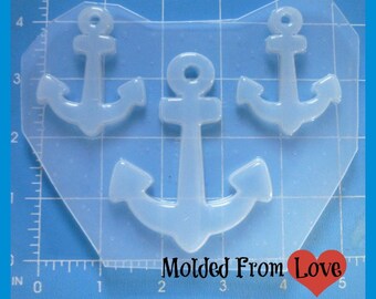 Anchors Away  Set of 3 Rockabilly Anchors Flexible Plastic Resin Mold