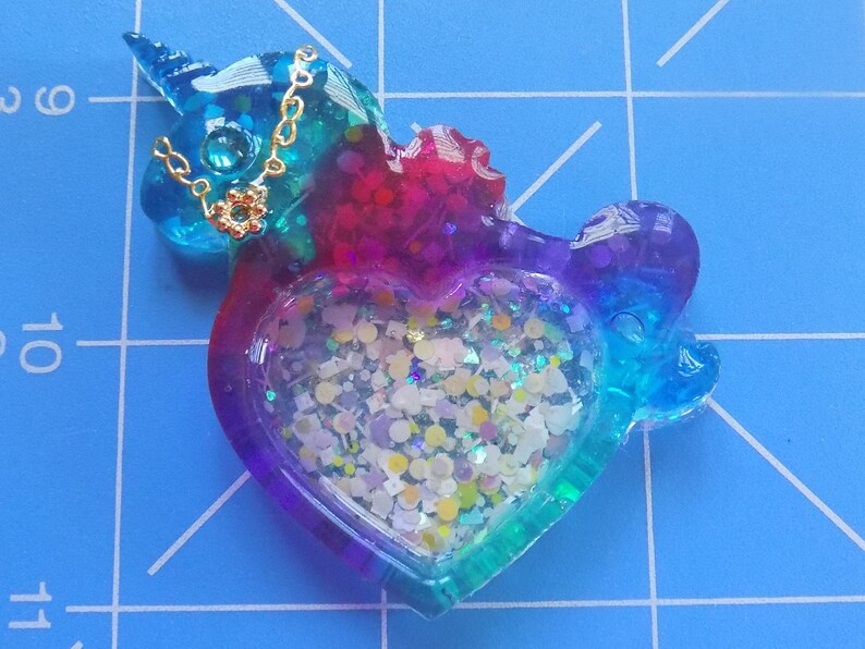 Open Heart Kawaii Unicorn Bezel Flexible Plastic Handmade Resin Mold