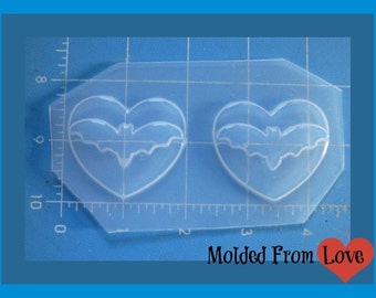 2 layered Bat Hearts  Handmade Flexible Plastic UV Resin Mold