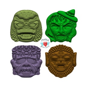 Retro Vintage Halloween Masks Soap Or Bath Bomb Handmade Plastic Resin Mold